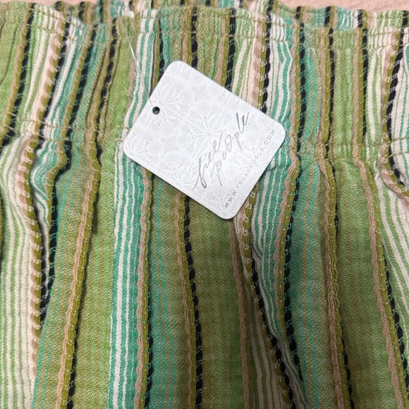 Free People Striped Wide Leg Pants - Green and Yellow - Picture 2 of 11